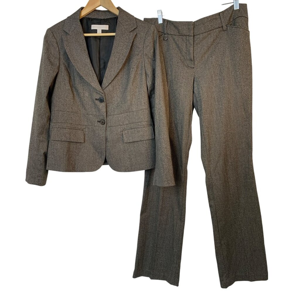 New York & Co Tweed Stretch Blazer & Pants Set Coat sz 10 Pants sz 8L  RZ10406